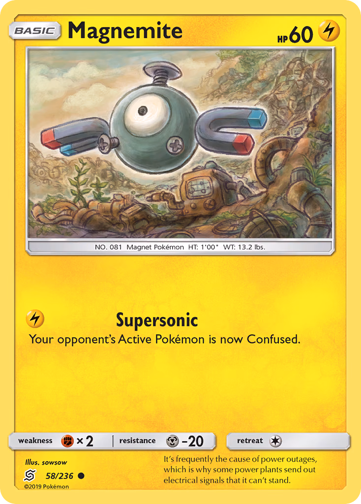 Magnemite Pokemon card (58/236, Unified Minds)