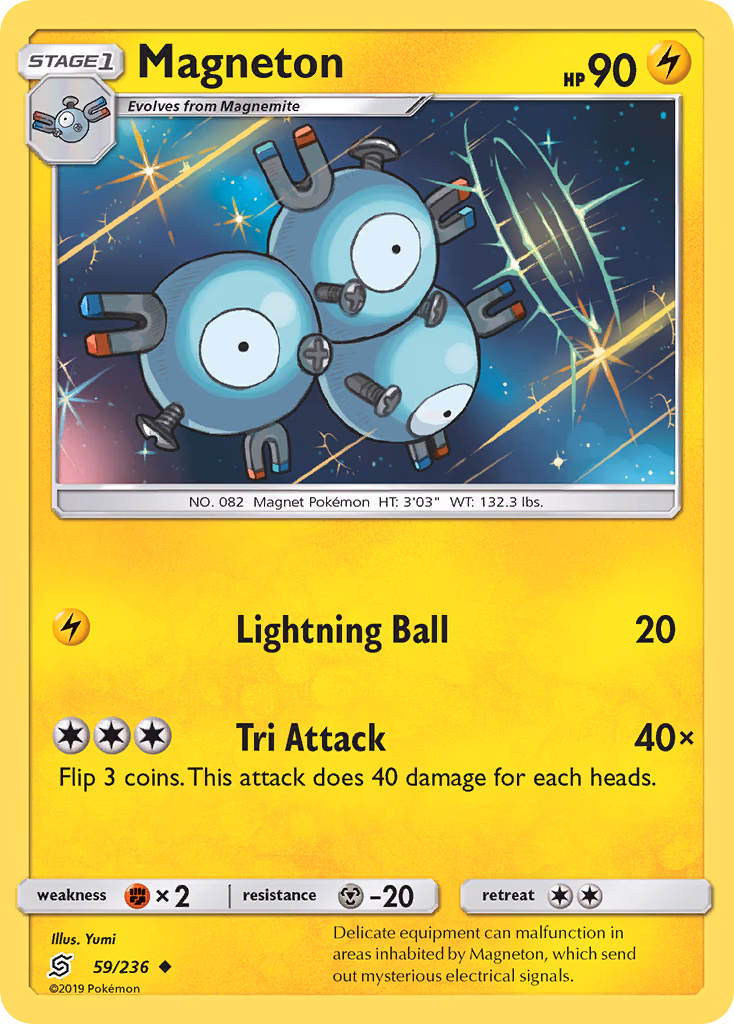Magneton Pokemon card (59/236, Unified Minds)