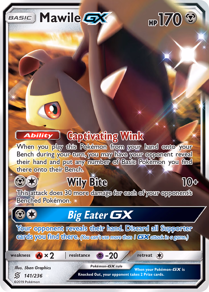 Mawile-GX Pokemon card (141/236, Unified Minds)