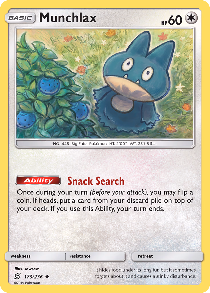 Munchlax Pokemon card (173/236, Unified Minds)