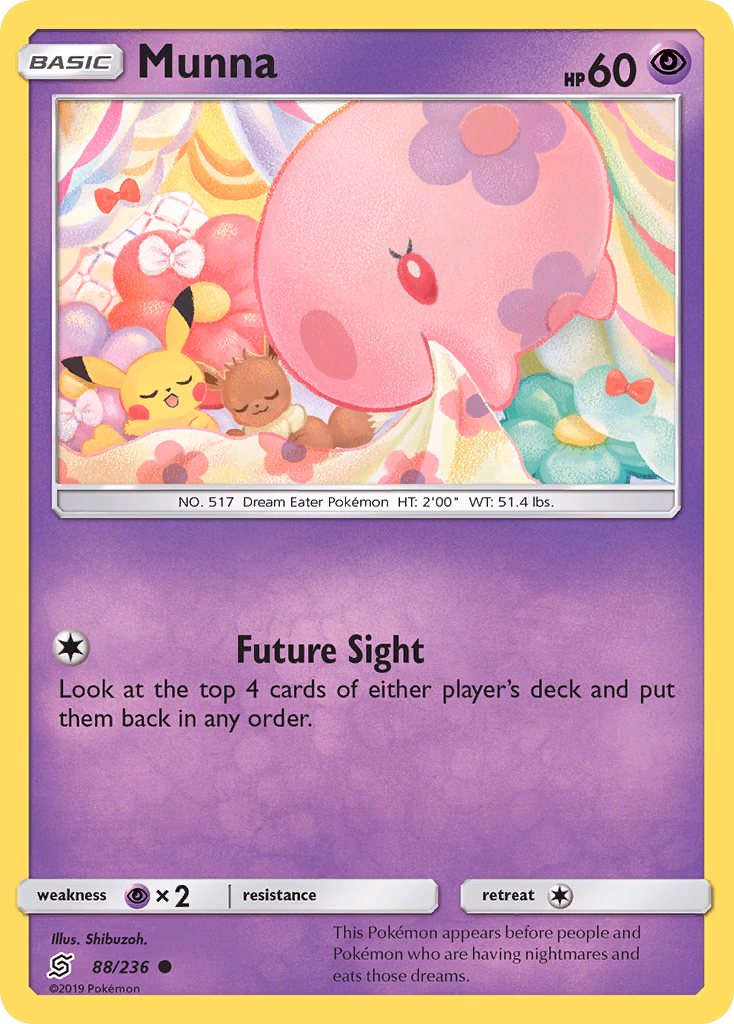 Munna Pokemon card (88/236, Unified Minds)