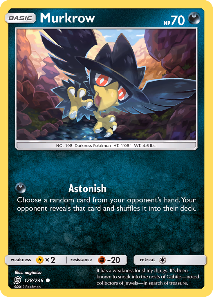 Murkrow Pokemon card (128/236, Unified Minds)