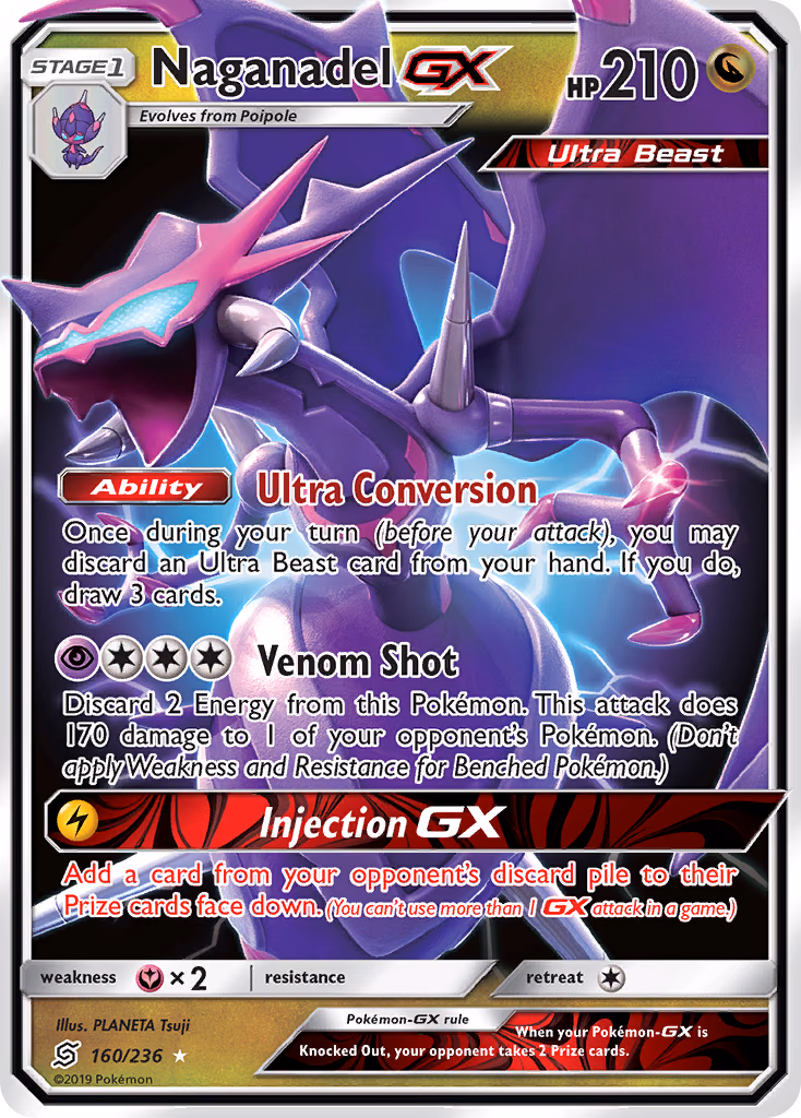 Naganadel-GX Pokemon card (160/236, Unified Minds)