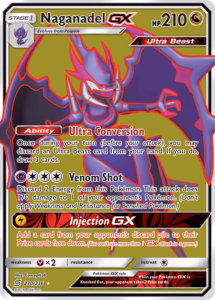 Naganadel-GX Pokemon card (230/236, Unified Minds)