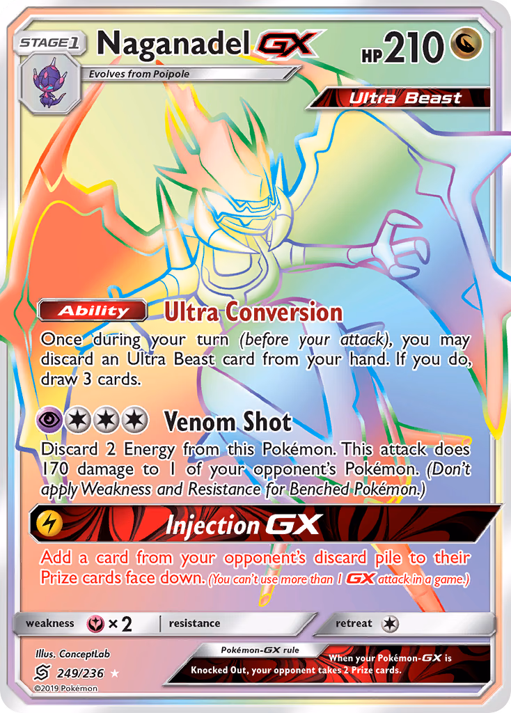 Naganadel-GX Pokemon card (249/236, Unified Minds)