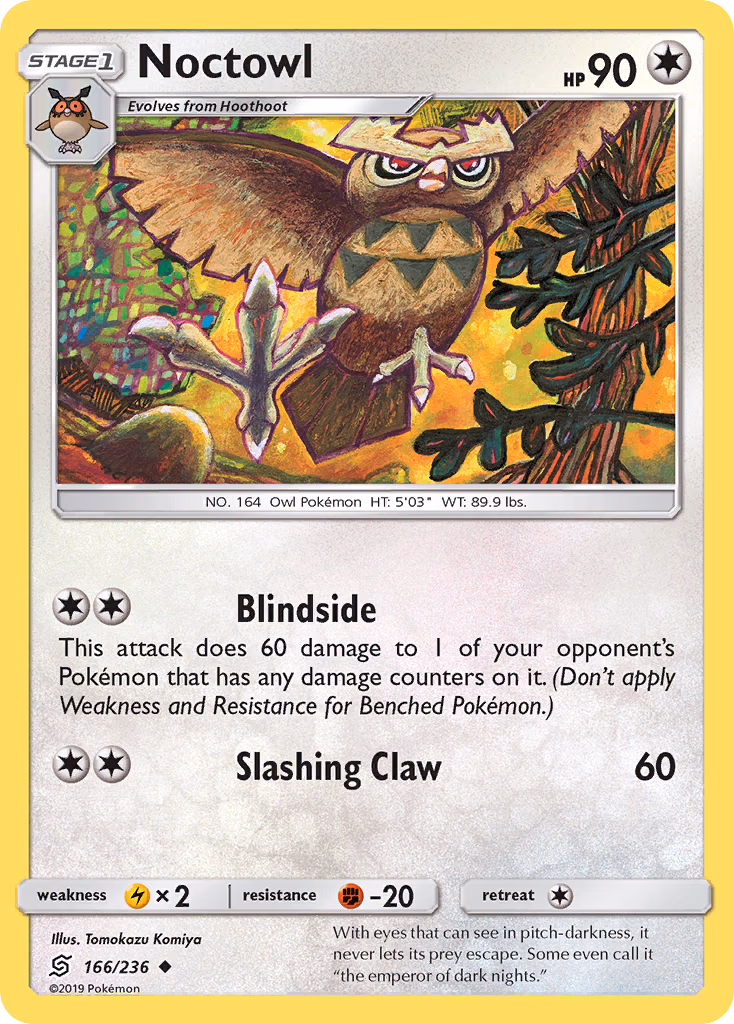 Noctowl Pokemon card (166/236, Unified Minds)