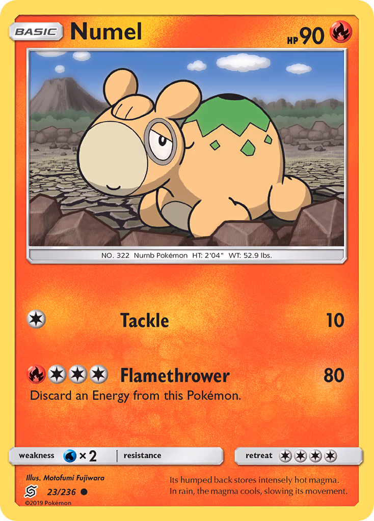 Numel Pokemon card (23/236, Unified Minds)