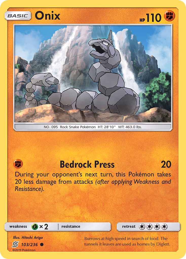 Onix Pokemon card (103/236, Unified Minds)