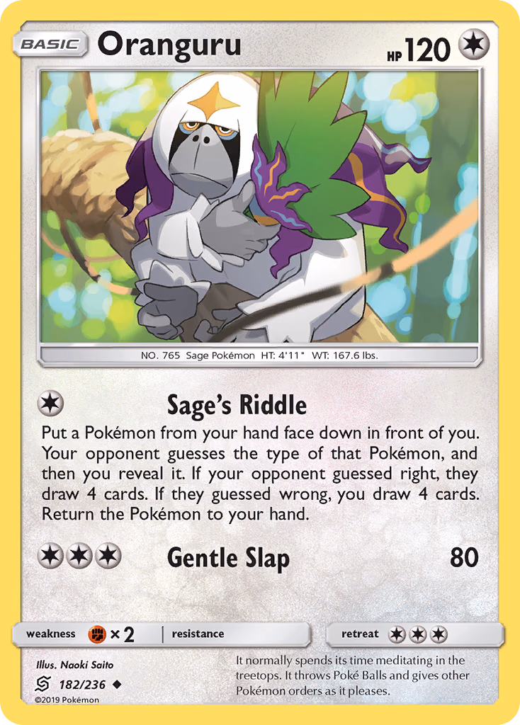 Oranguru Pokemon card (182/236, Unified Minds)