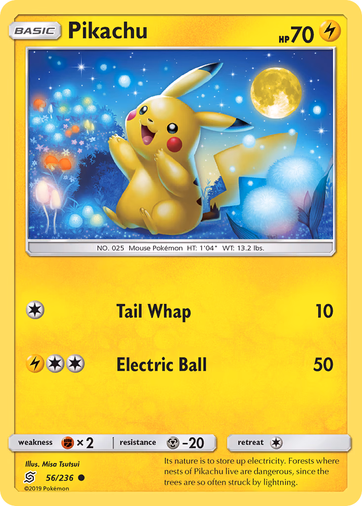 Pikachu Pokemon card (56/236, Unified Minds)