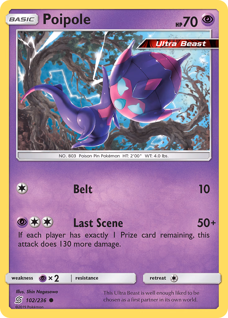 Poipole Pokemon card (102/236, Unified Minds)