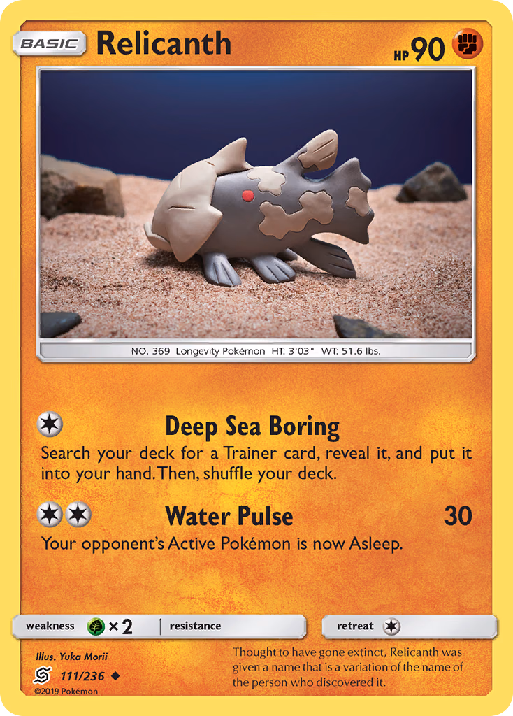 Relicanth Pokemon card (111/236, Unified Minds)