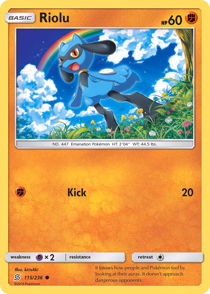 Riolu Pokemon card (115/236, Unified Minds)