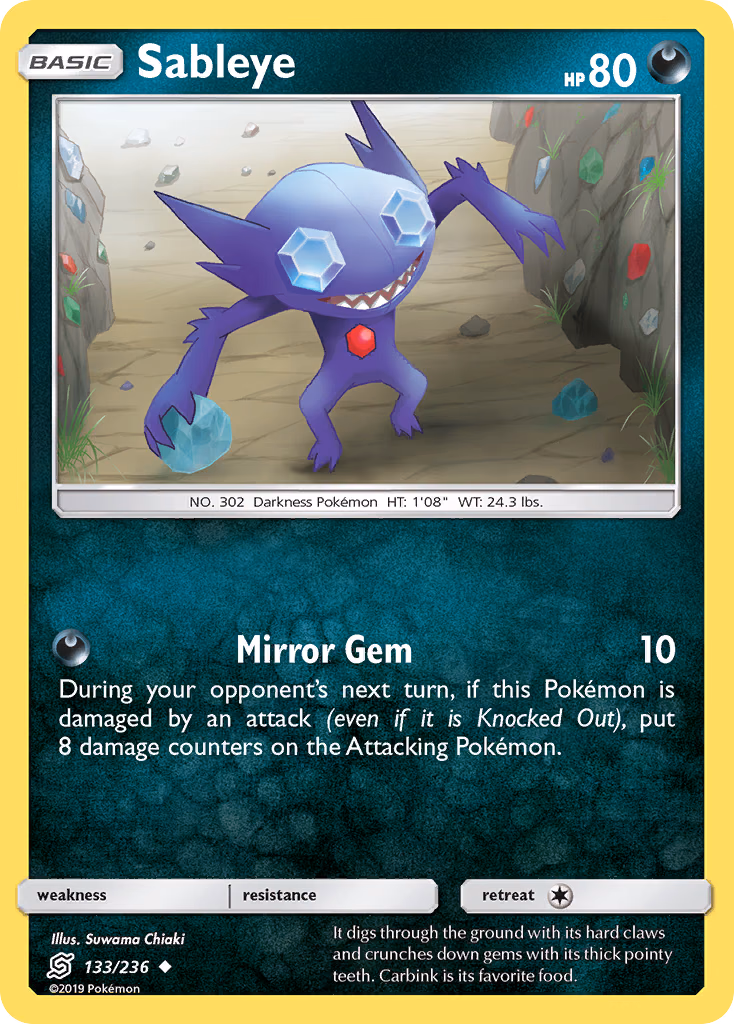 Sableye Pokemon card (133/236, Unified Minds)