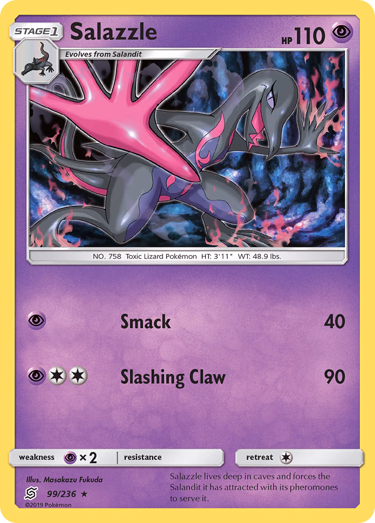 Salazzle Pokemon card (99/236, Unified Minds)