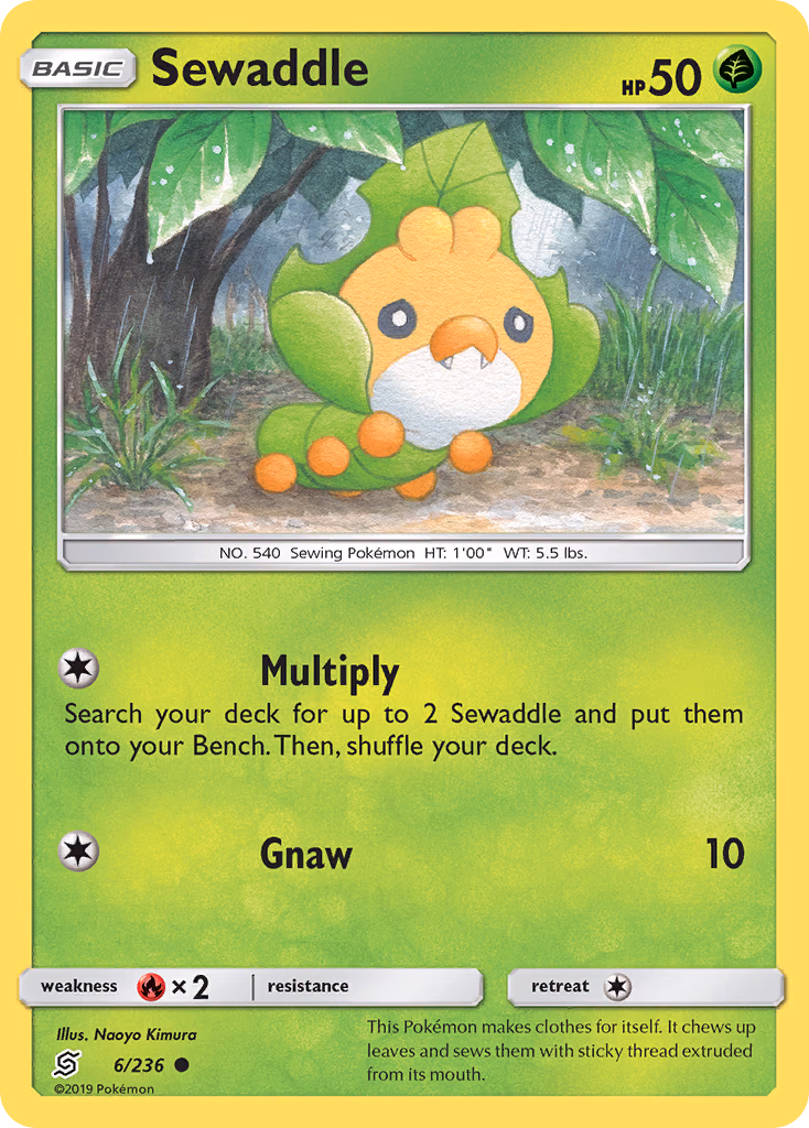 Sewaddle Pokemon card (6/236, Unified Minds)