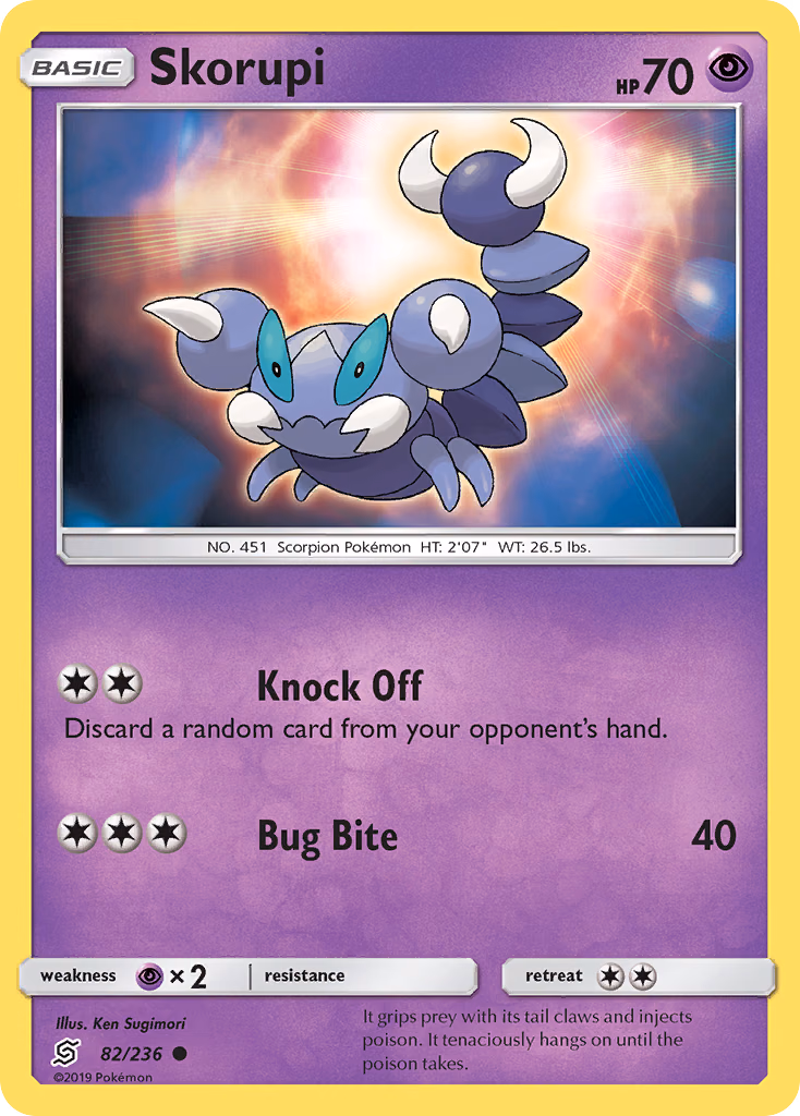 Skorupi Pokemon card (82/236, Unified Minds)