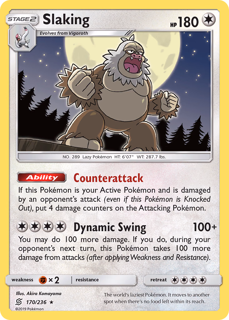 Slaking Pokemon card (170/236, Unified Minds)