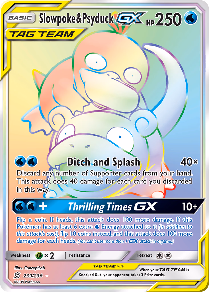 Slowpoke & Psyduck-GX Pokemon card (239/236, Unified Minds)