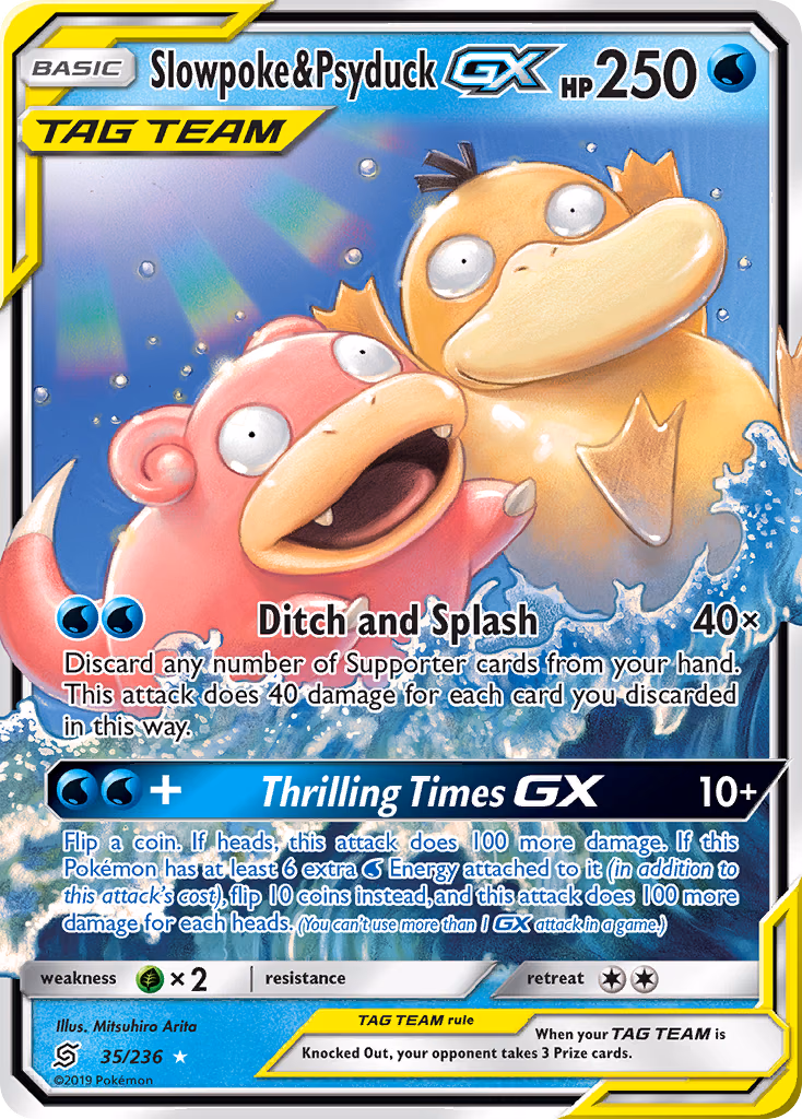 Slowpoke & Psyduck-GX Pokemon card (35/236, Unified Minds)