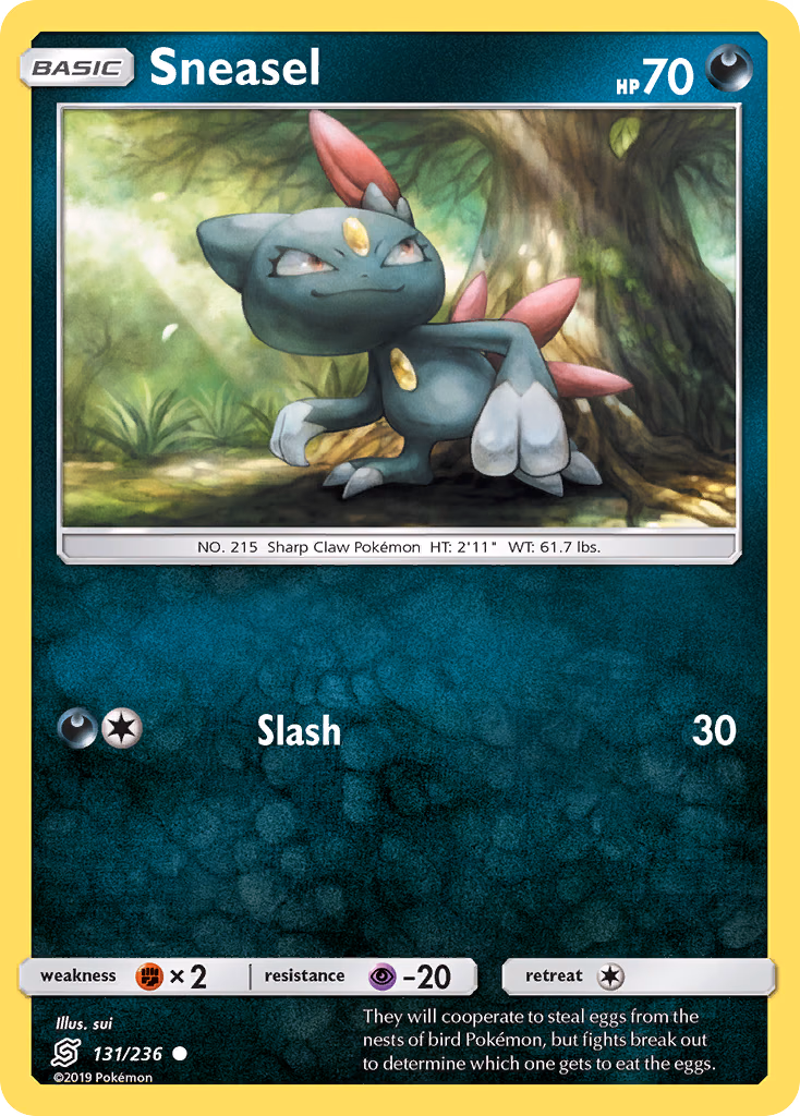 Sneasel Pokemon card (131/236, Unified Minds)