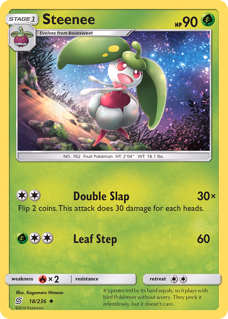 Steenee Pokemon card (18/236, Unified Minds)