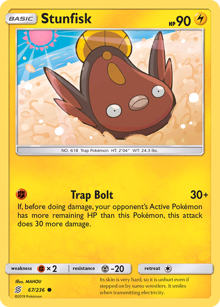 Stunfisk Pokemon card (67/236, Unified Minds)