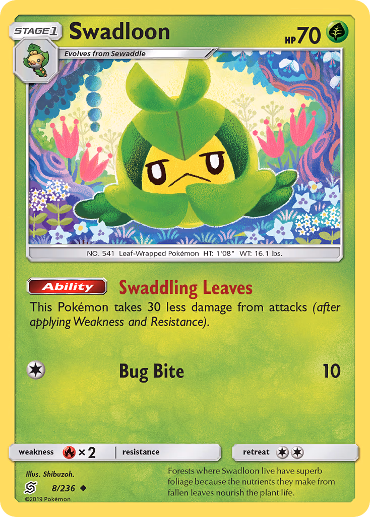 Swadloon Pokemon card (8/236, Unified Minds)