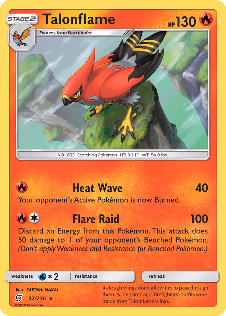 Talonflame Pokemon card (32/236, Unified Minds)