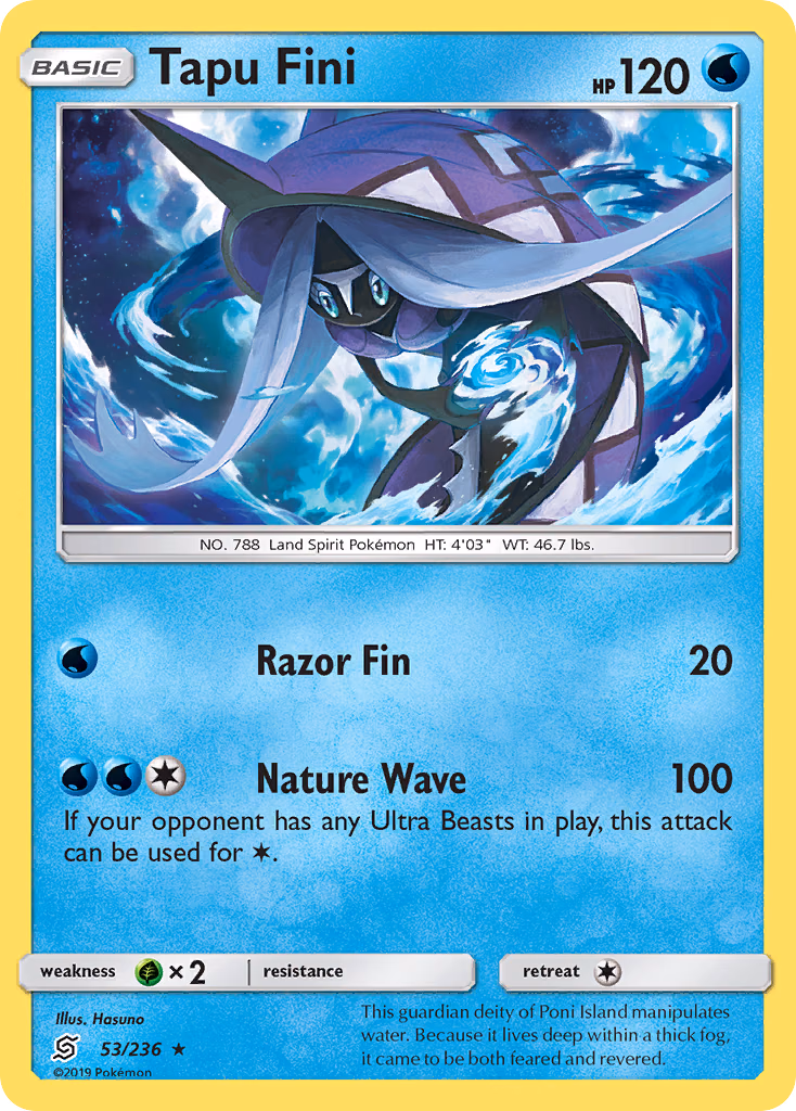 Tapu Fini Pokemon card (53/236, Unified Minds)