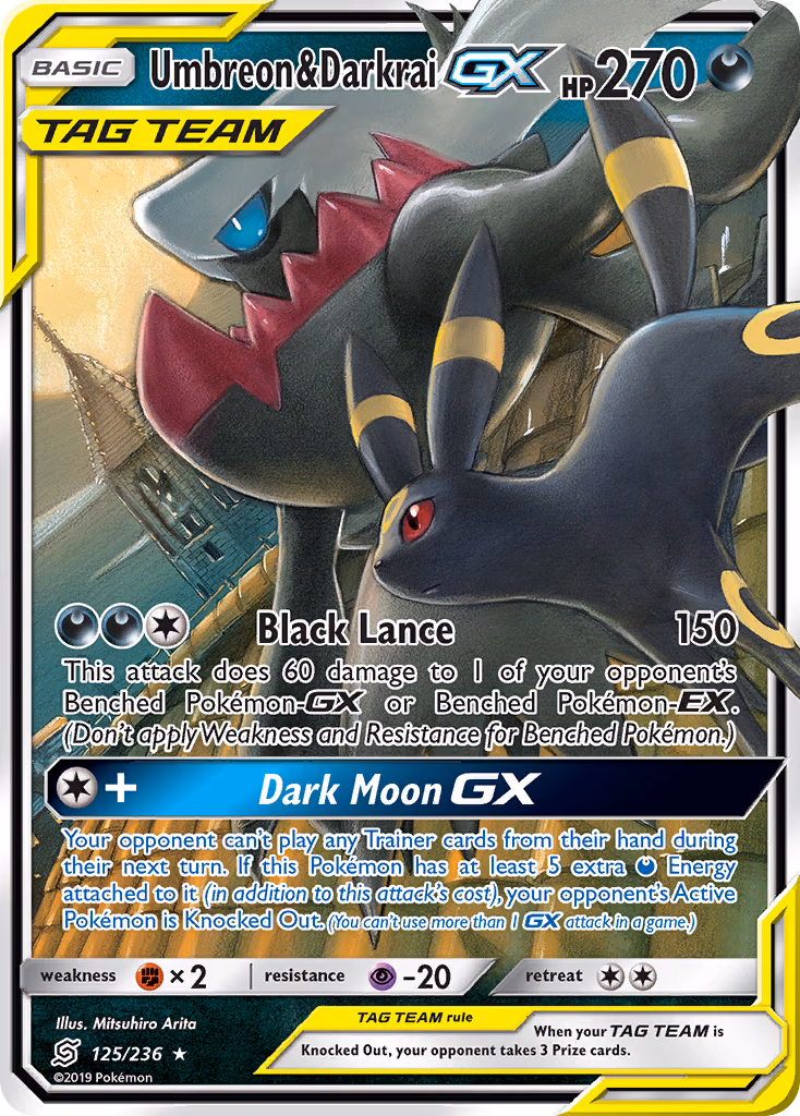 Umbreon & Darkrai-GX Pokemon card (125/236, Unified Minds)