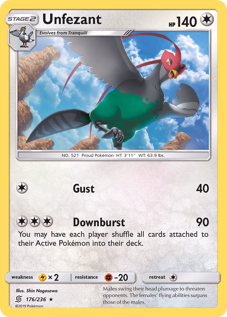 Unfezant Pokemon card (176/236, Unified Minds)