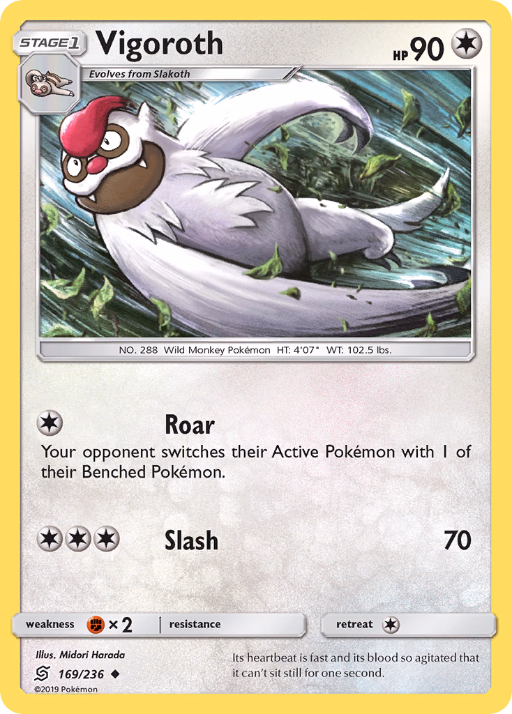 Vigoroth Pokemon card (169/236, Unified Minds)