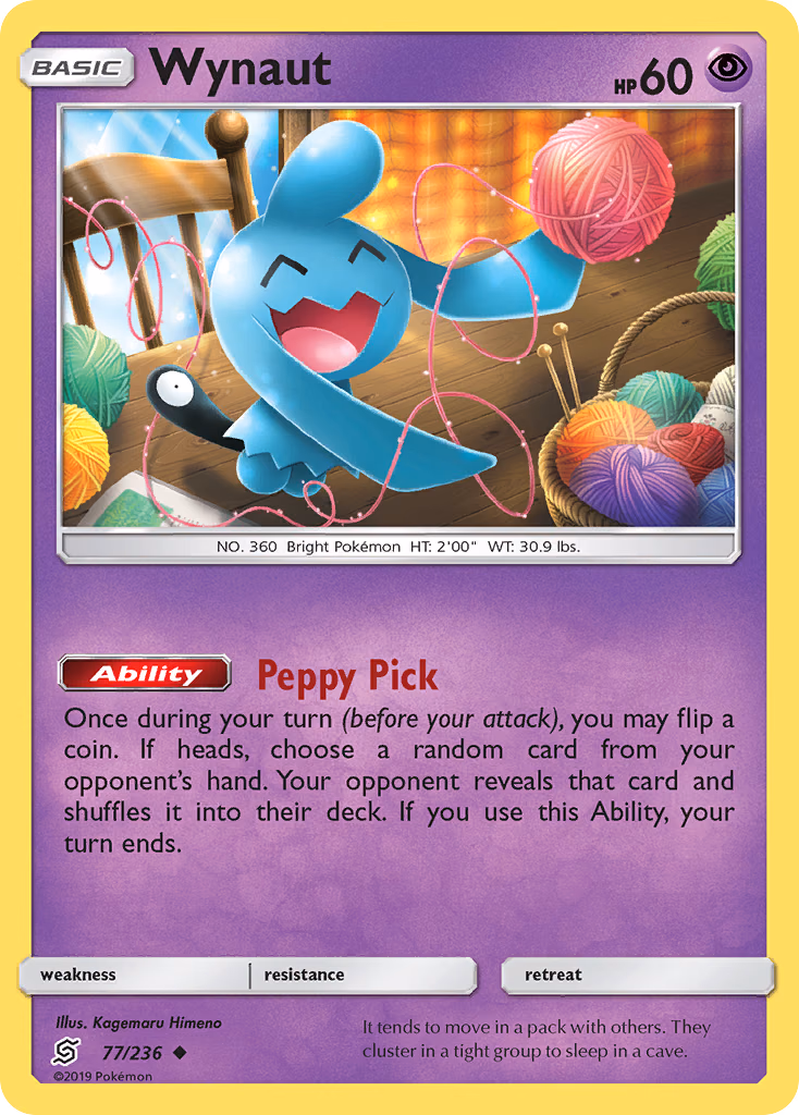 Wynaut Pokemon card (77/236, Unified Minds)