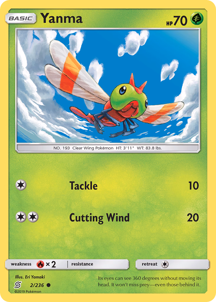 Yanma Pokemon card (2/236, Unified Minds)