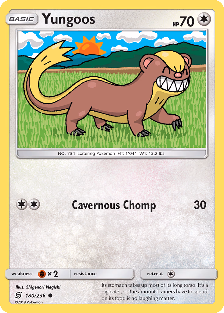 Yungoos Pokemon card (180/236, Unified Minds)
