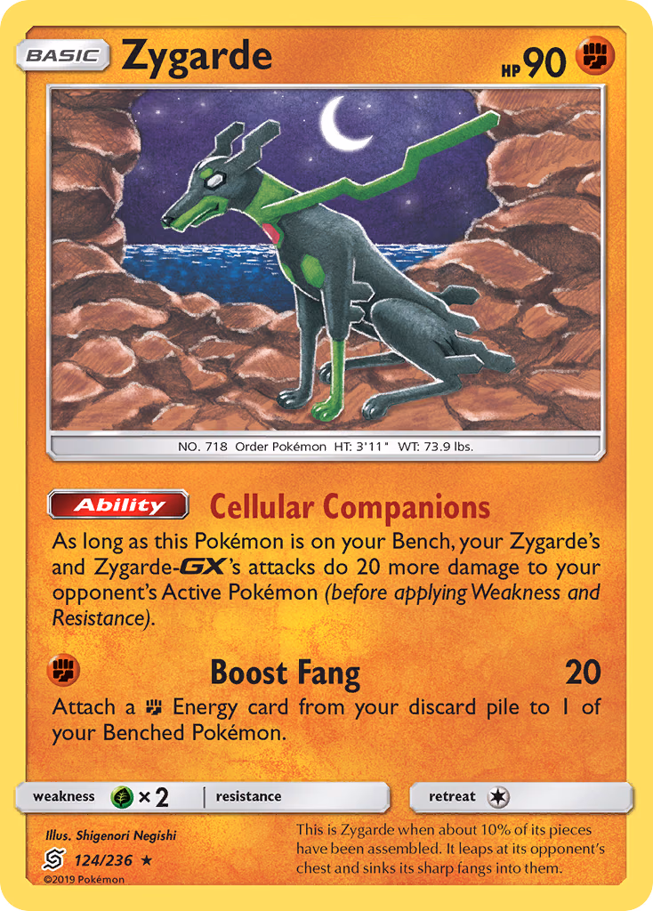 Zygarde Pokemon card (124/236, Unified Minds)