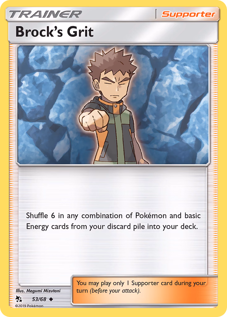 Brock's Grit Pokemon card (53/68, Hidden Fates)