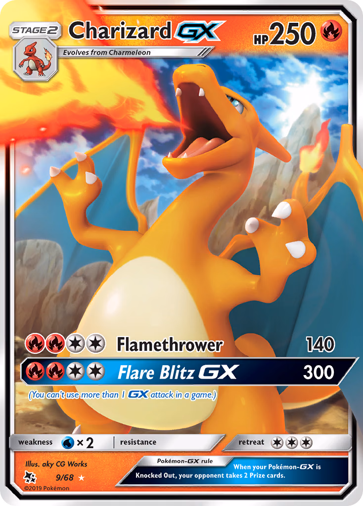 Charizard-GX Pokemon card (9/68, Hidden Fates)
