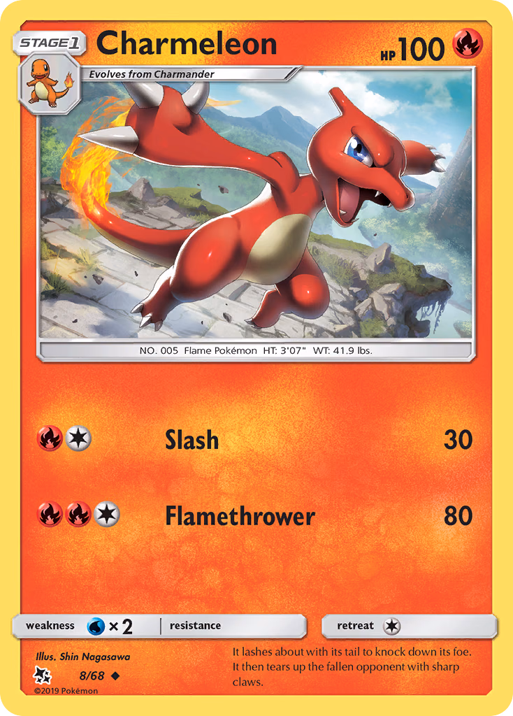Charmeleon Pokemon card (8/68, Hidden Fates)