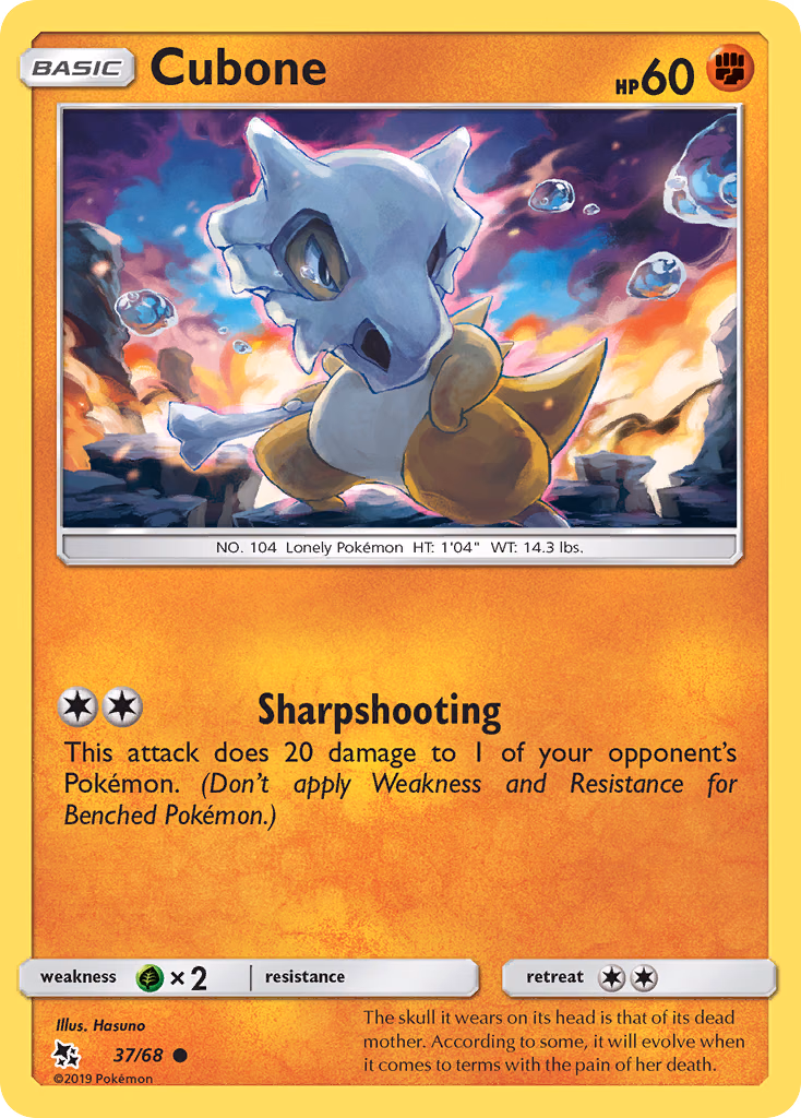 Cubone Pokemon card (37/68, Hidden Fates)