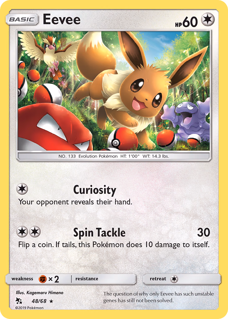 Eevee Pokemon card (48/68, Hidden Fates)