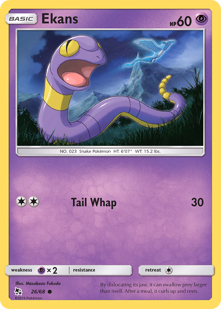 Ekans Pokemon card (26/68, Hidden Fates)