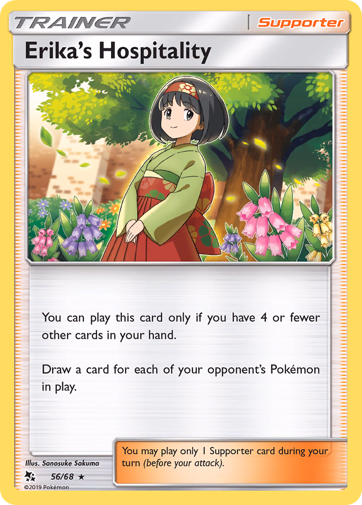 Erika's Hospitality Pokemon card (56/68, Hidden Fates)
