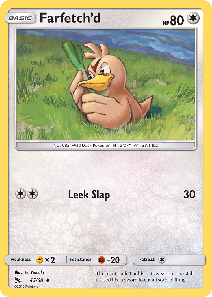 Farfetch'd Pokemon card (45/68, Hidden Fates)