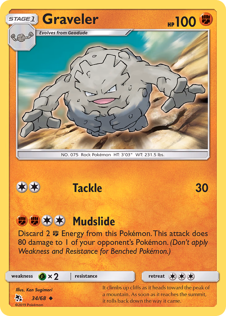 Graveler Pokemon card (34/68, Hidden Fates)