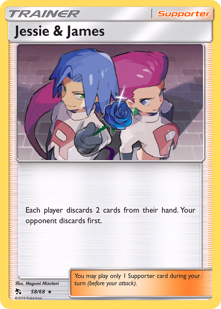 Jessie & James Pokemon card (58/68, Hidden Fates)