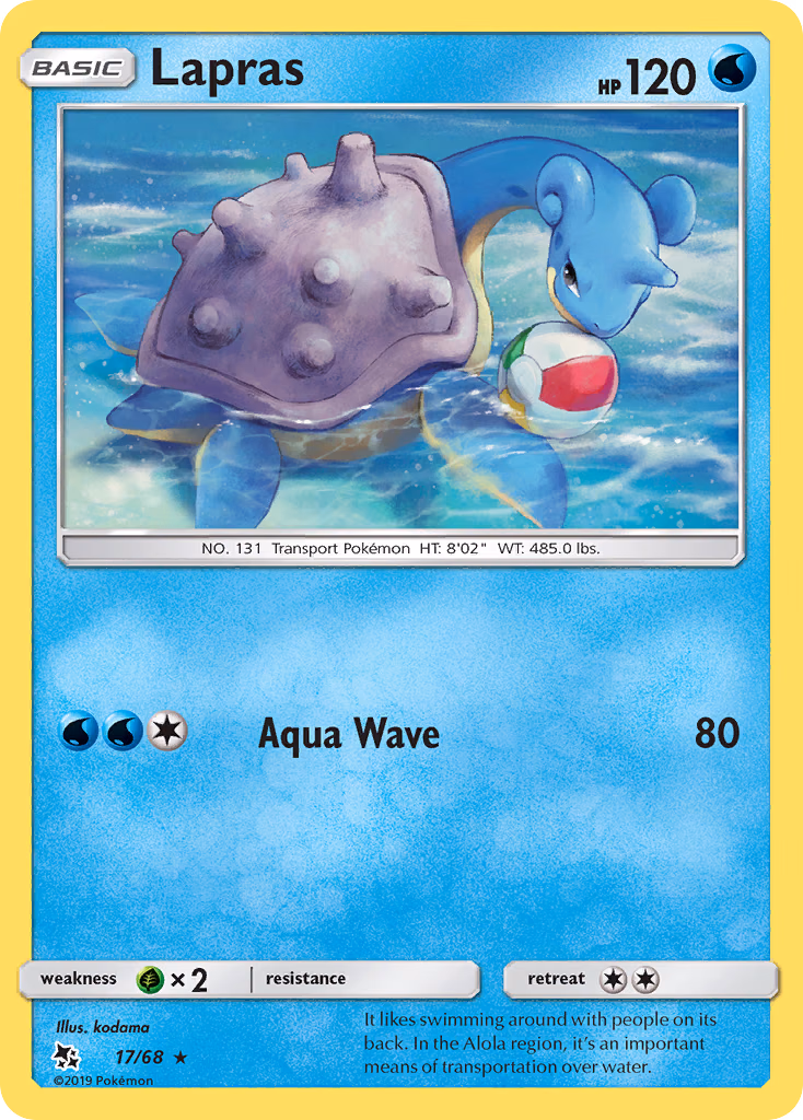 Lapras Pokemon card (17/68, Hidden Fates)