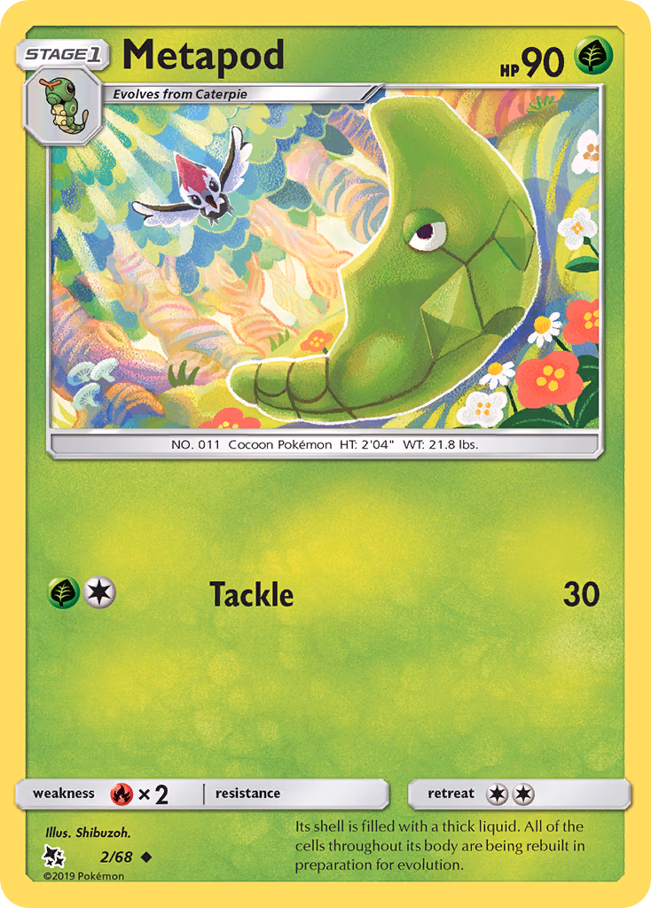 Metapod Pokemon card (2/68, Hidden Fates)