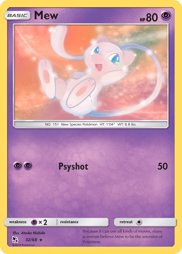 Mew Pokemon card (32/68, Hidden Fates)